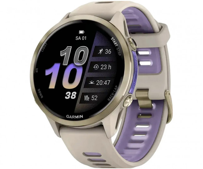 Смарт-годинник Garmin Forerunner 970 Soft Gold Titanium w. French Gray C. and French Gray/T. Indigo Band (010-02969-02/12/